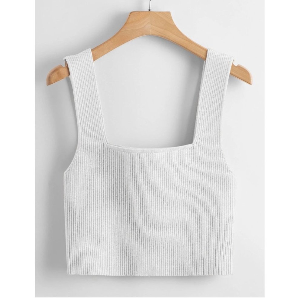 White Knit Crop Top